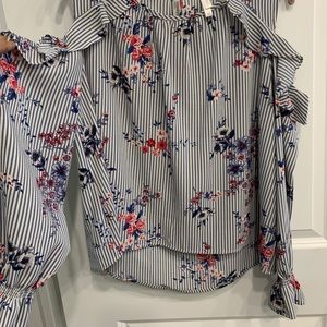 Striped floral blouse